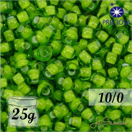 Rokajl Preciosa 10/0 Zelená s bielym prieťahom č.55436-25g (PR10038)